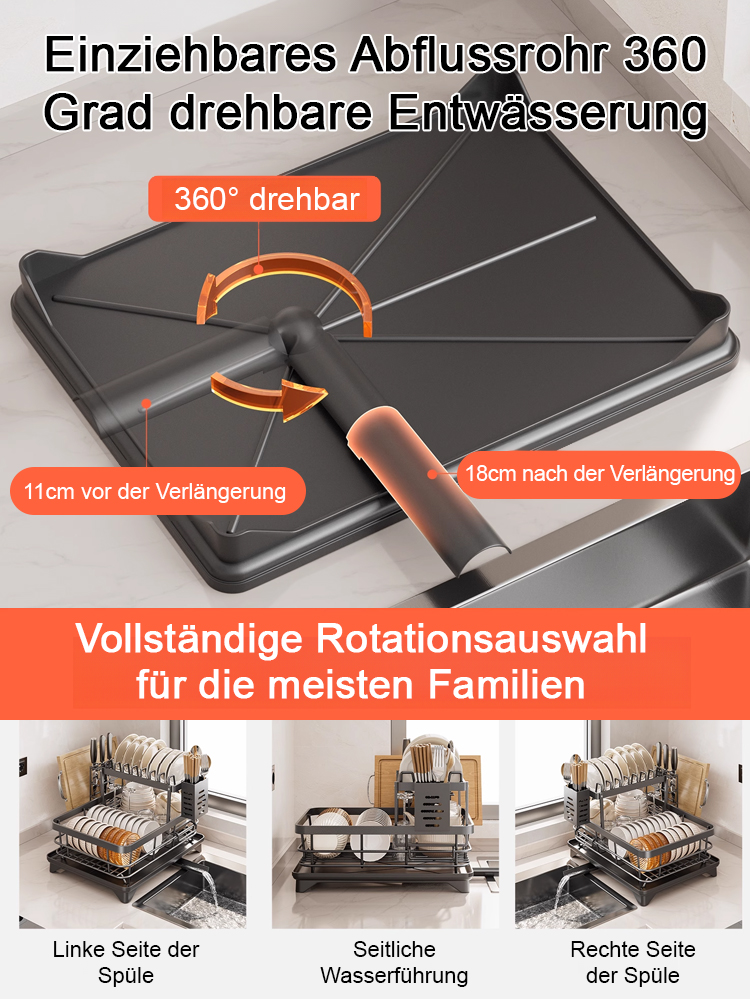 Multifunktionales Abtropfgestell, entwickelt in Deutschland, 5 Lagen rostfreier, verdickter Kohlenstoffstahl, belastbar bis 20 kg