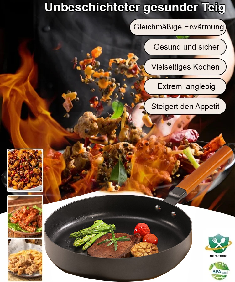 99,9 % hochreines Eisen, handgeschmiedet, 0-Beschichtungsdesign, TÜV-Sicherheitszertifizierung, 10 Jahre Garantie