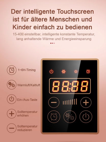 Energiesparender Klima-Lüfter, kein manueller Einbau, für Heizen und Kühlen.