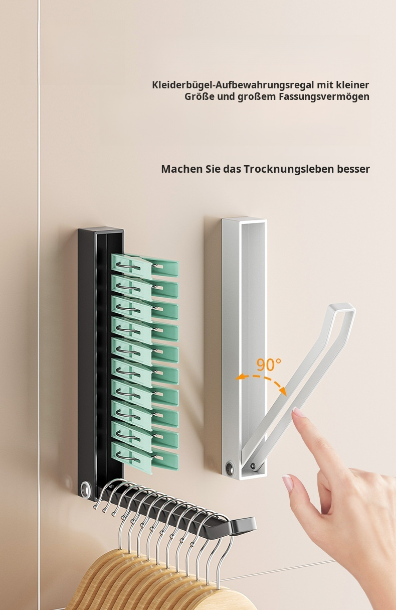 Lochfreies, zusammenklappbares Kleiderbügel-Lagerregal für den Haushalt, Wandbehang, Organizer, Arte