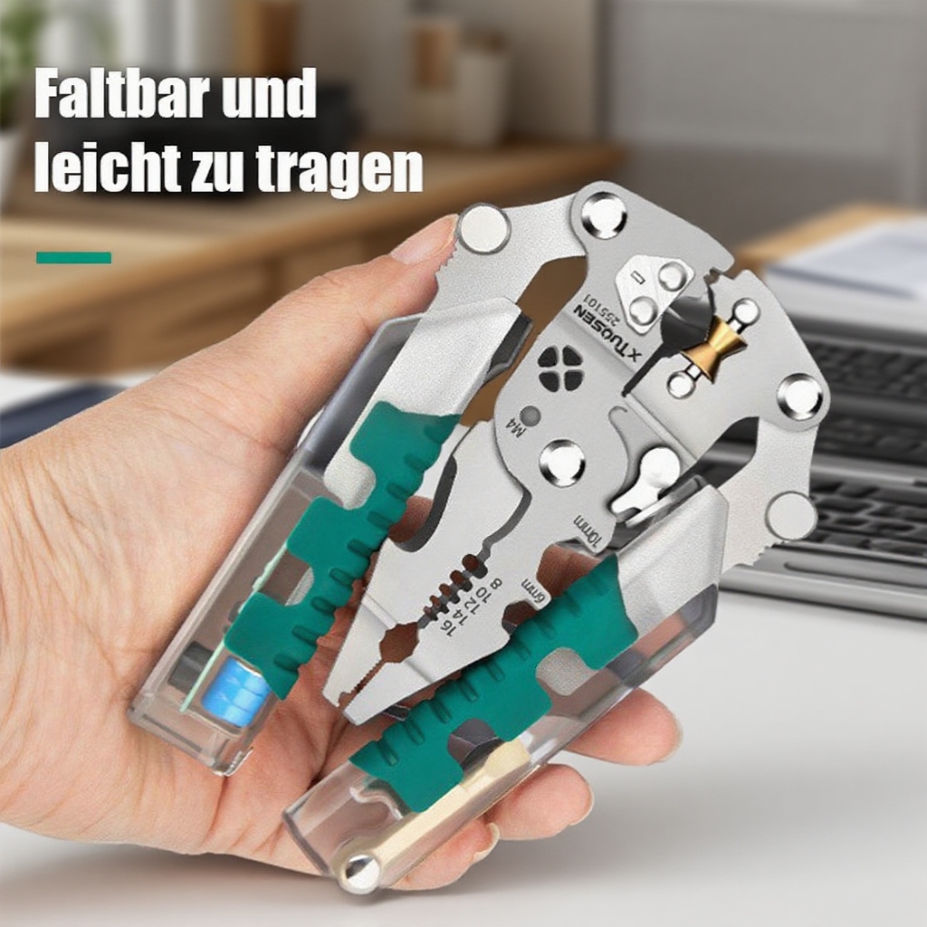 🔧 Alles in einem! Ein vielseitiges Werkzeug für jede Situation. Schraubendreher, Abisolierzange, Spannungsprüfer - alles kompakt in Ihrer Tasche.