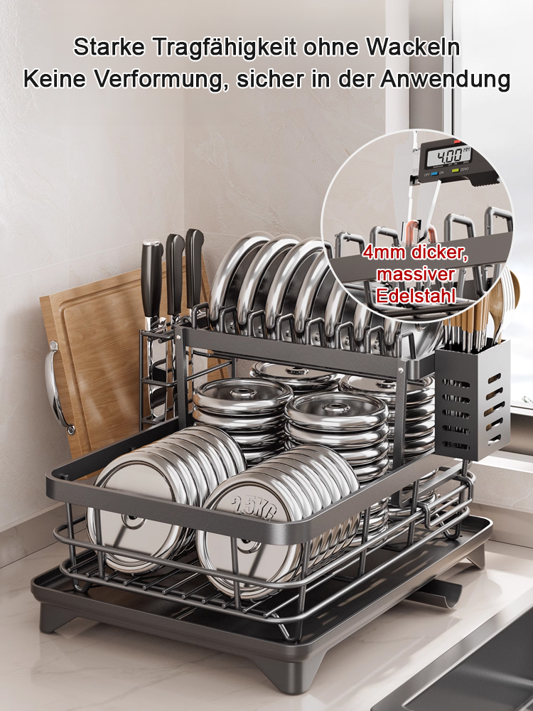 Multifunktionales Abtropfgestell, entwickelt in Deutschland, 5 Lagen rostfreier, verdickter Kohlenstoffstahl, belastbar bis 20 kg