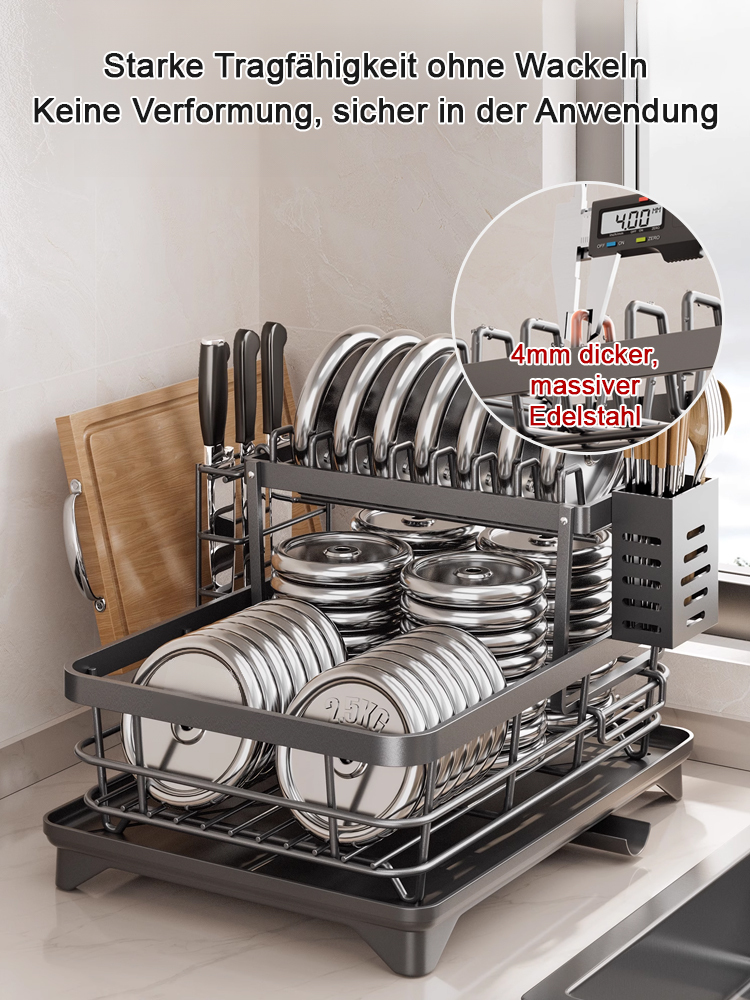 Multifunktionales Abtropfgestell, entwickelt in Deutschland, 5 Lagen rostfreier, verdickter Kohlenstoffstahl, belastbar bis 20 kg