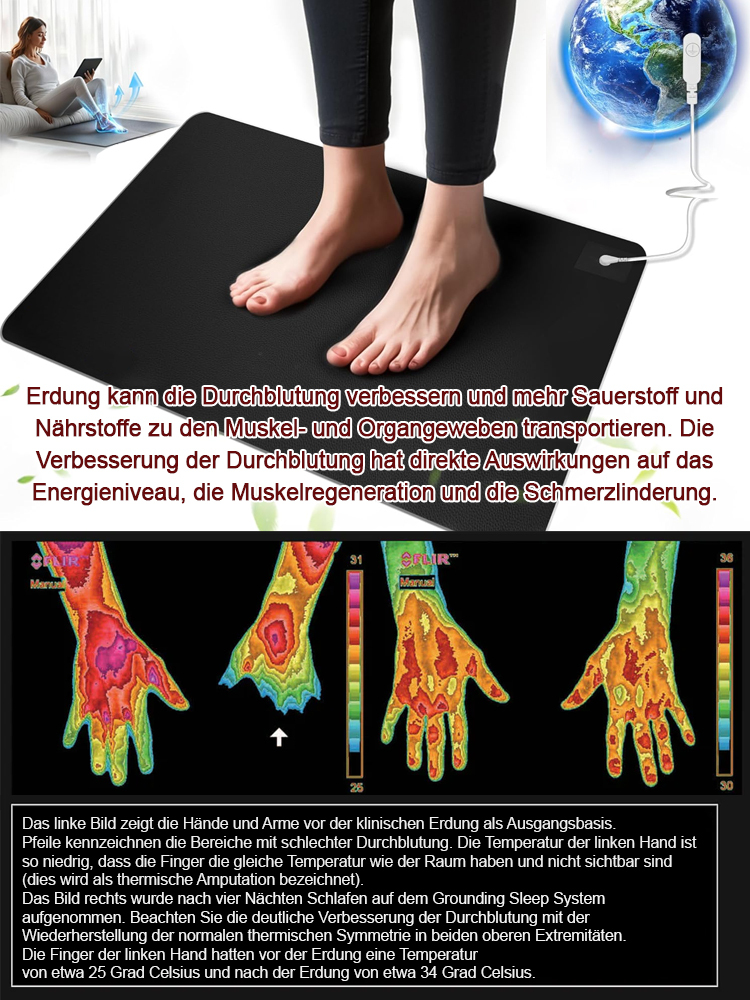 【Energie steigern】Mikrostrom Schmerz lindern Erdungsmatte