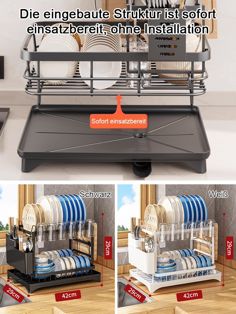 Multifunktionales Abtropfgestell, entwickelt in Deutschland, 5 Lagen rostfreier, verdickter Kohlenstoffstahl, belastbar bis 20 kg