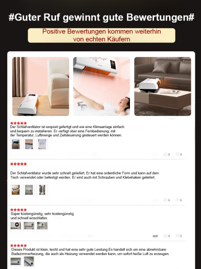 Energiesparender Klima-Lüfter, kein manueller Einbau, für Heizen und Kühlen.