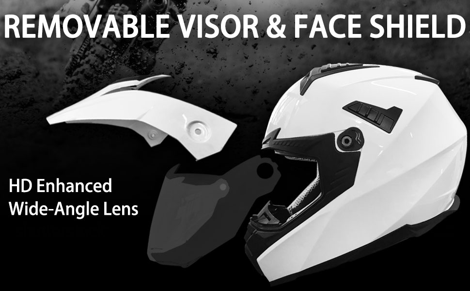 ILM - Casco doble deportivo para motocicleta todoterreno con visera completa para el sol, para motocross, ATV y motocross, aprobado por DOT