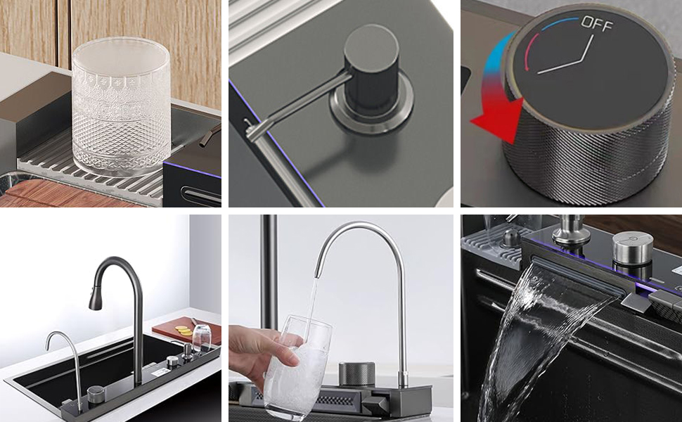 Perilla de interruptor, grifo de purificaci&oacute;n, salida de agua en cascada