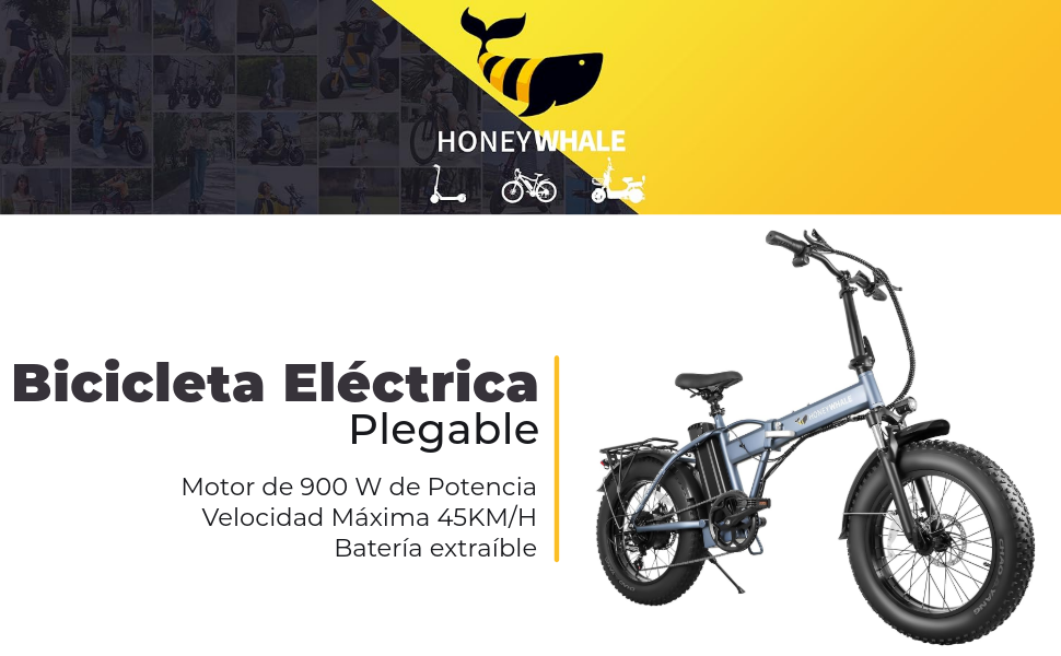 Pro-S Bicicleta Eléctrica Plegable para Adultos, Bicicleta montaña 7 velocidades, Máxima Motor 900W