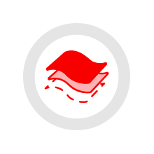 Comodidad Icono Rojo, blanco y gris