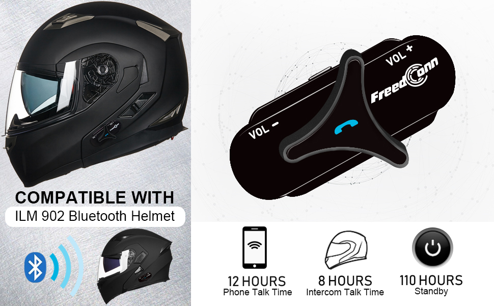 ILM - Casco modular integrado Bluetooth con funci&oacute;n abatible para motocicleta, protecci&oacute;n solar, intercomunicador de m&uacute;sica DOT