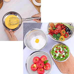 mezcla de huevos, cena preparada, cuencos para servir