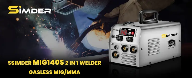Soldador SSIMDER MIG 140A 2 en 1 Soldador de Electrodo con Núcleo Fundente 110V/220V Máquina de Soldadura de Doble Voltaje con Alambre Tubular MIG/ARC Soldador Inverter IGBT detalles 0