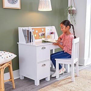 Study Desk with Chair - White