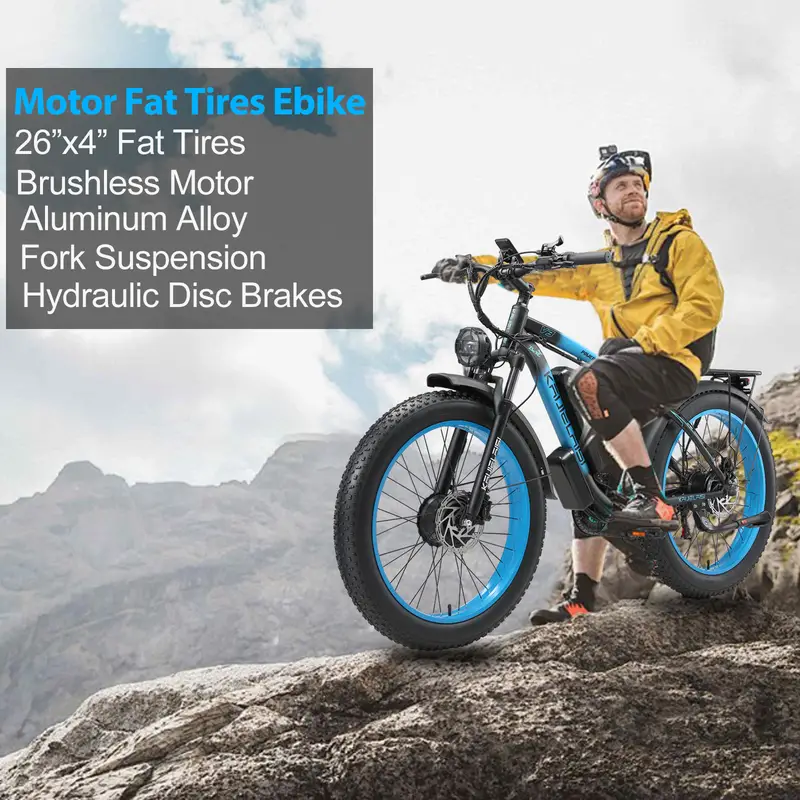 Bicicleta el&eacute;ctrica de monta&ntilde;a   48V 23ah 1104WH Bater&iacute;a   Motor Bicicleta el&eacute;ctrica de neum&aacute;ticos gruesos -   suspensi&oacute;n completa AWD E-Bike para adultos - Bater&iacute;a removible y rendimiento   detalles 5