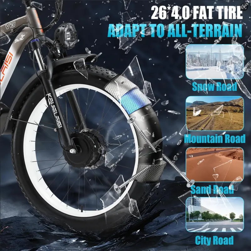 Bicicleta el&eacute;ctrica de monta&ntilde;a   48V 23ah 1104WH Bater&iacute;a   Motor Bicicleta el&eacute;ctrica de neum&aacute;ticos gruesos -   suspensi&oacute;n completa AWD E-Bike para adultos - Bater&iacute;a removible y rendimiento   detalles 8