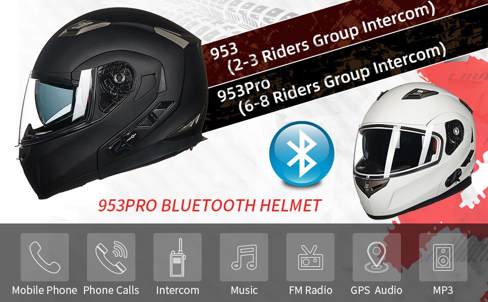 ILM - Casco modular integrado con Bluetooth, para motocicleta, protecci&oacute;n solar, intercomunicador de m&uacute;sica