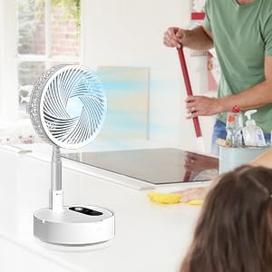 Ventilador de pie, ventilador de piso telescópico portátil plegable