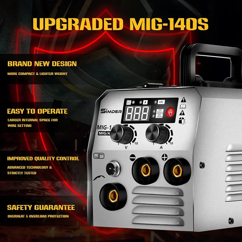 Soldador SSIMDER MIG 140A 2 en 1 Soldador de Electrodo con Núcleo Fundente 110V/220V Máquina de Soldadura de Doble Voltaje con Alambre Tubular MIG/ARC Soldador Inverter IGBT detalles 4