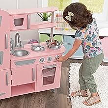 Cocina de juguete Vintage de madera: rosa