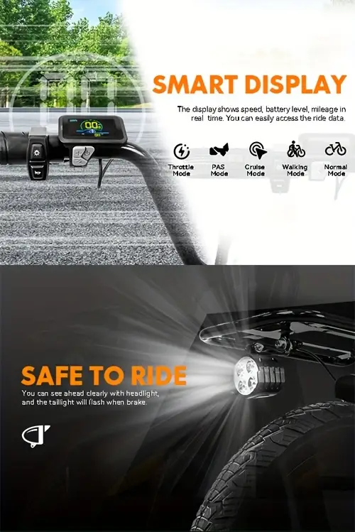 Bicicleta eléctrica para adultos con motor de 750 W, bicicleta eléctrica de carga de 20 MPH, 32 millas de largo alcance, scooter eléctrico de movilidad para adultos,  , 10 Ah, alta capacidad, bicicleta eléctrica con neumáticos gruesos de 20, 5 modos de velocidad, bicicleta eléctrica de pedales ZL2028 UL2849 detalles 2