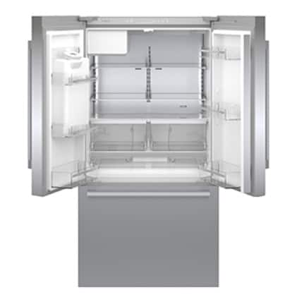 Frigorífico Bosch vacío modelo B36CD50SNB con las puertas abiertas
