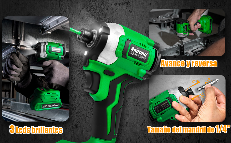 Atornillador de Impacto Inal&aacute;mbrico de 20V Anirona, Destornillador de impacto