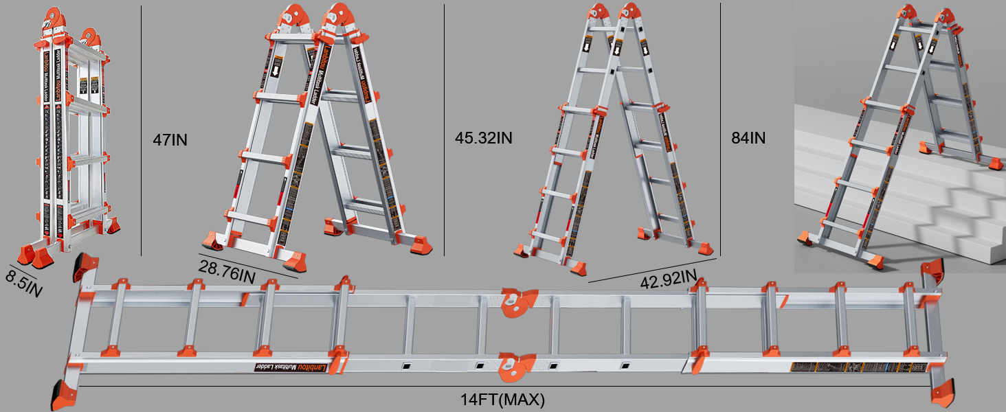 ladder size for 4 5 6 7 8 9 10 11 12 13 14 15 16 17
