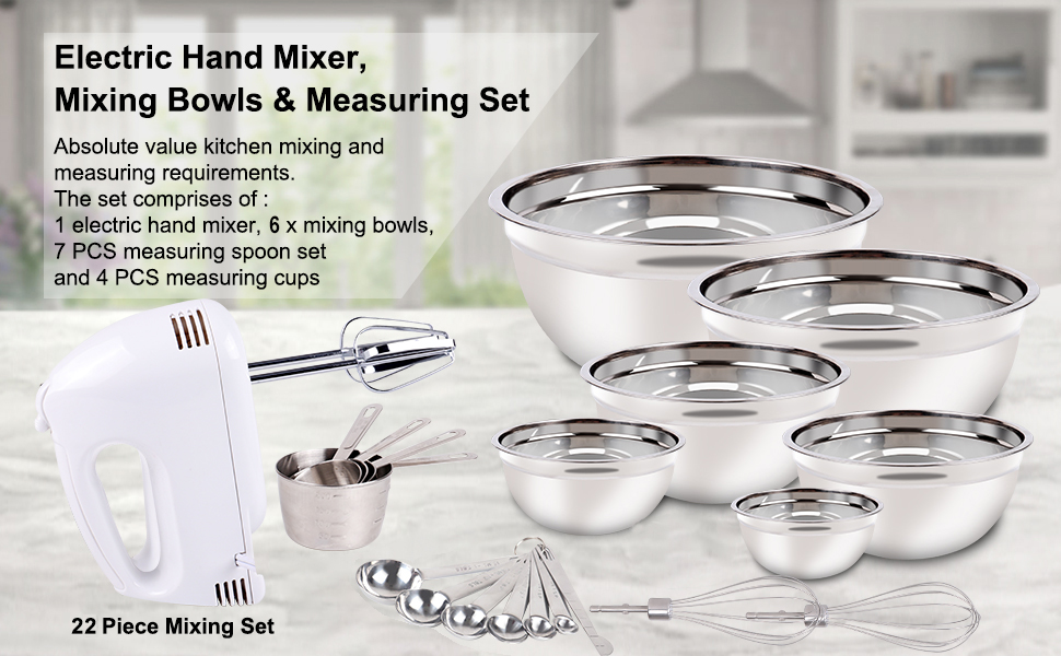 Hanheld Mezclador eléctrico de mano mezcladores de acero inoxidable cuencos de cocina cuencos de cocina mezclador de pastel