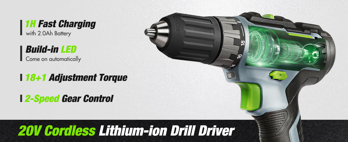 juego de herramientas con taladro