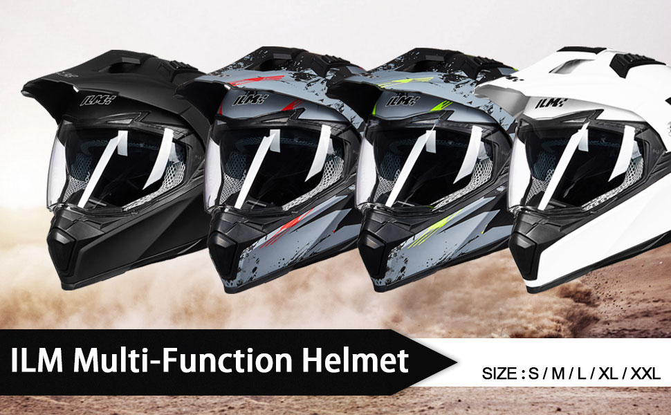 ILM - Casco doble deportivo para motocicleta todoterreno con visera completa para el sol, para motocross, ATV y motocross, aprobado por DOT
