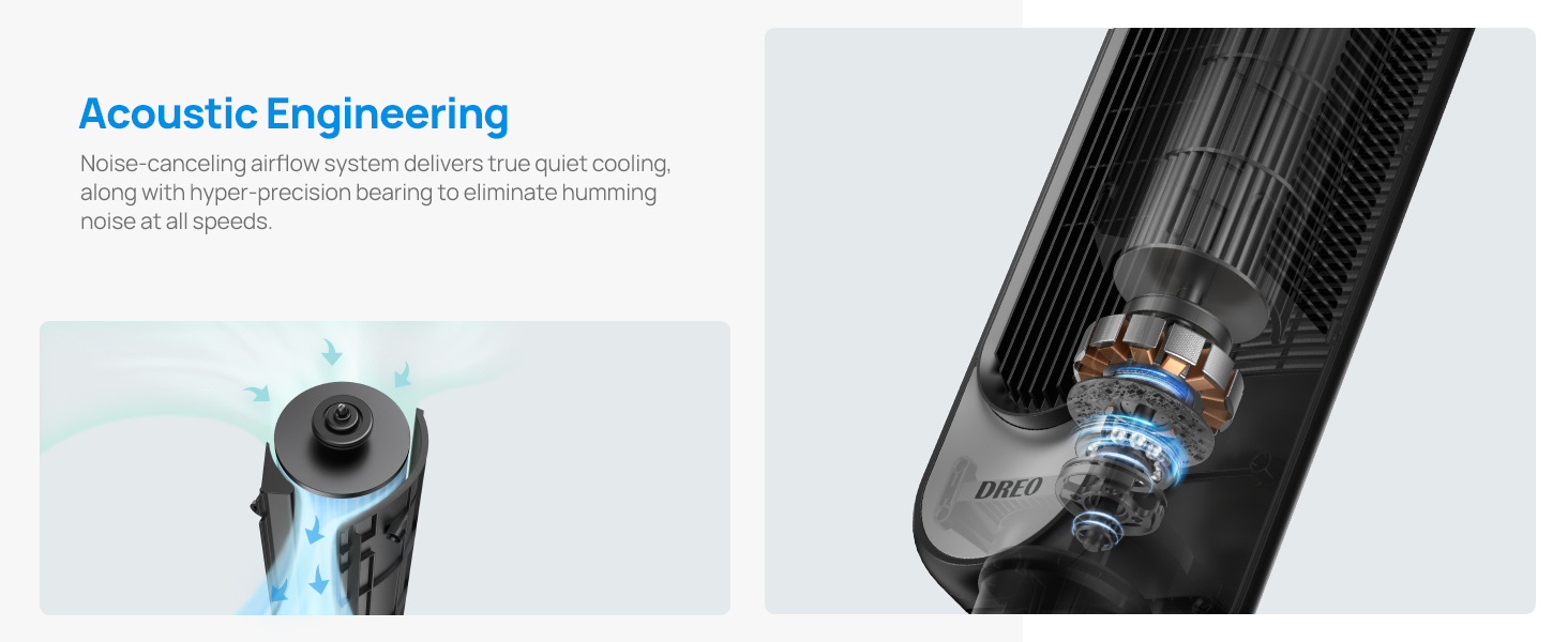 Dreo Smart Tower Fan WiFi Voice Control Floor Standing Bladeless Oscillating Fan with Remote-3
