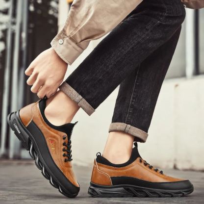 (🔥50% de desconto hoje - não perca) ⏰- Sapatos casuais de couro italiano macios e confortáveis ​​​​(suporte de arco - facilita a caminhada)