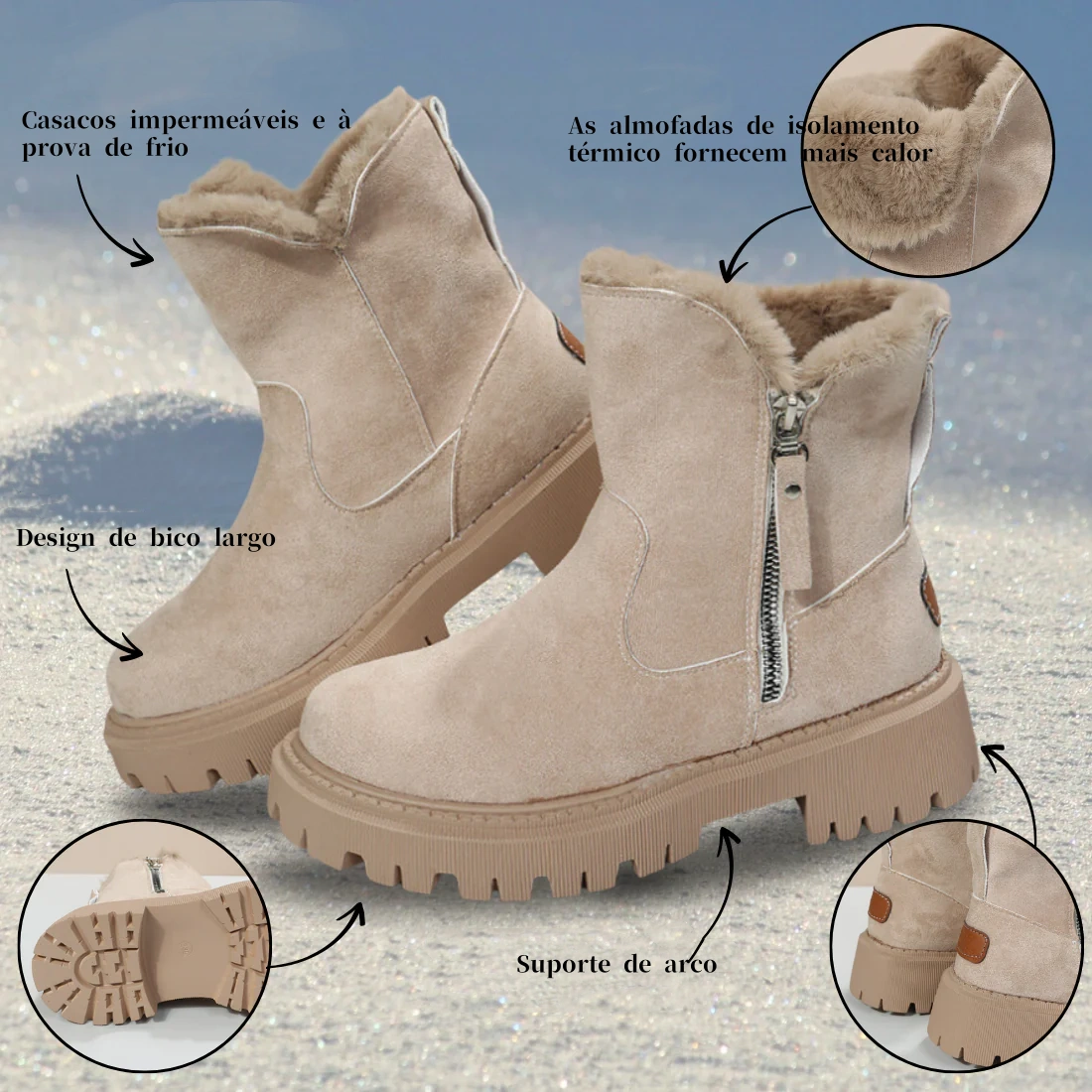 [50% de desconto por tempo limitado] Botas de inverno com design ergonómico, analgésicas e quentes (suporte de arco, mais confortáveis)