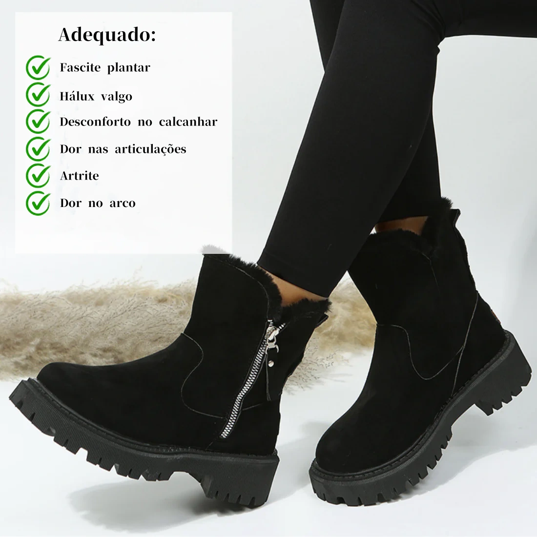 [50% de desconto por tempo limitado] Botas de inverno com design ergonómico, analgésicas e quentes (suporte de arco, mais confortáveis)