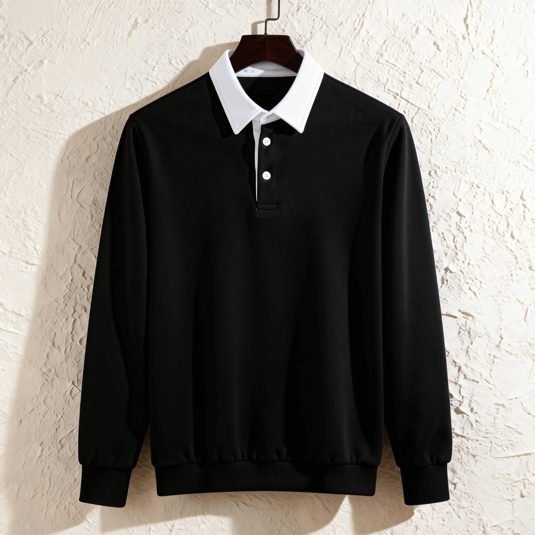 Classic Contrast Collar Polo Sweatshirt
