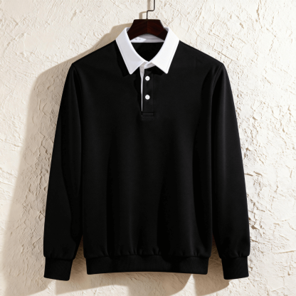 Classic Contrast Collar Polo Sweatshirt