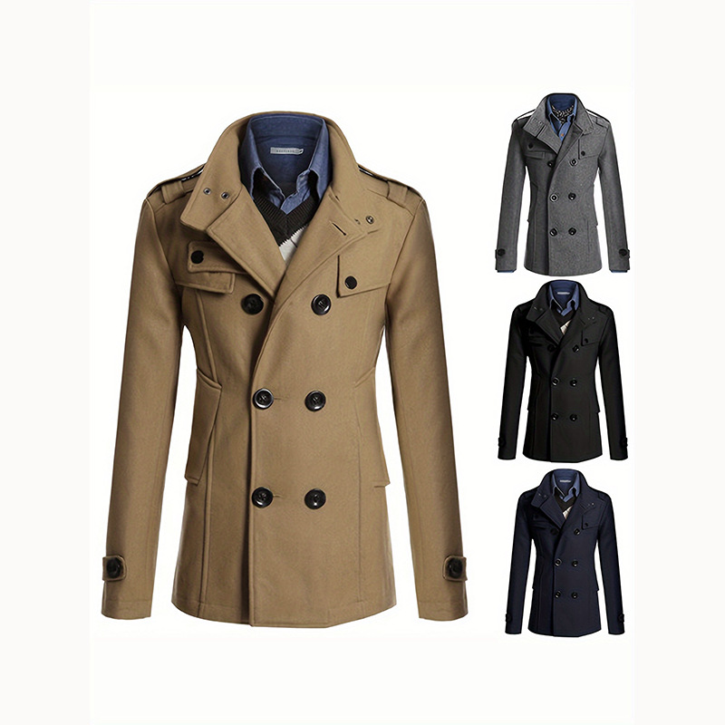 Men’s Long Double-Breasted Wool Coat