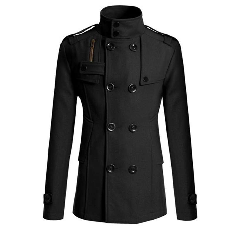 Men’s Long Double-Breasted Wool Coat