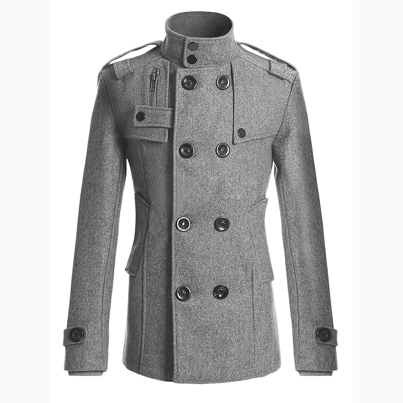 Men’s Long Double-Breasted Wool Coat
