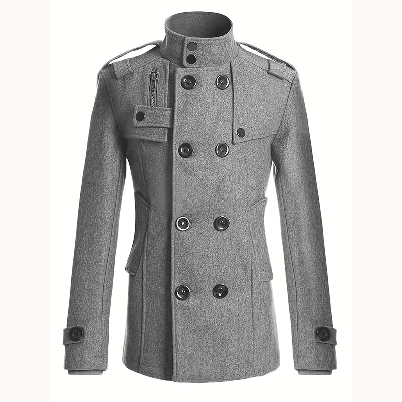 Men’s Long Double-Breasted Wool Coat