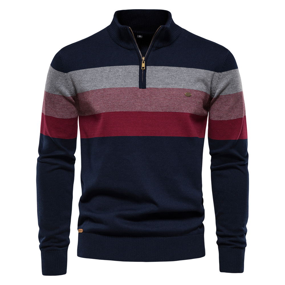 Men’s Half-Zip Stand Collar Knit Sweater