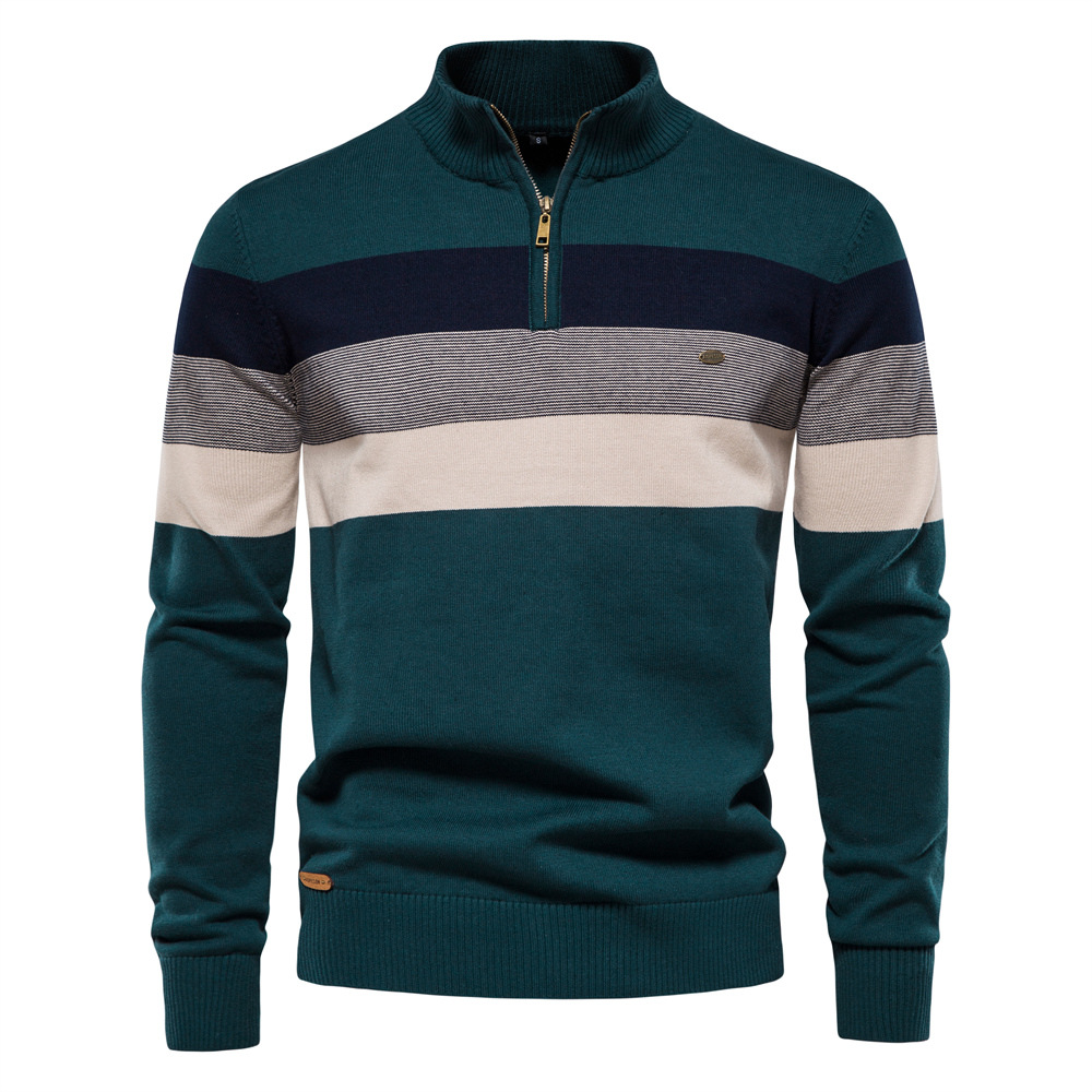 Men’s Half-Zip Stand Collar Knit Sweater