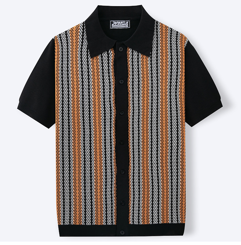 Vintage Striped Cuban Shirt for Men – Summer Knit Edition