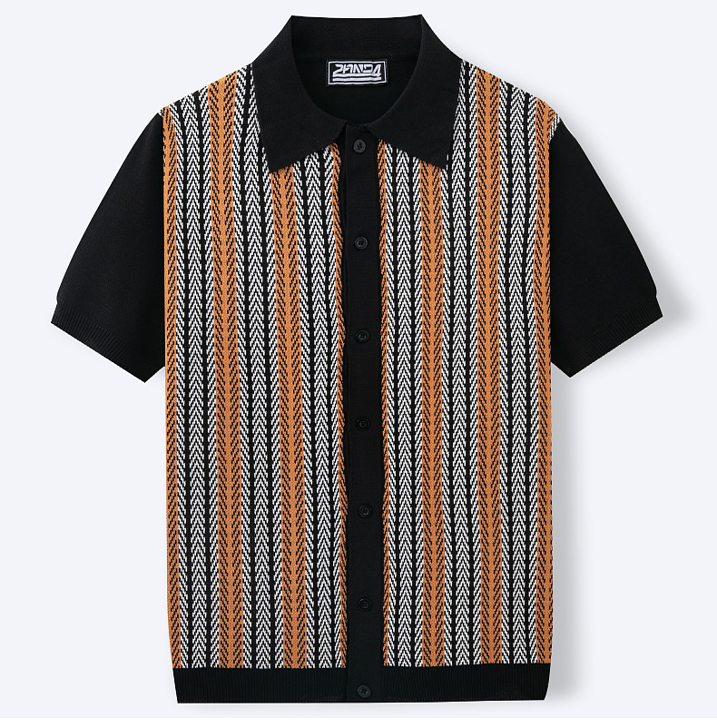 Vintage Striped Cuban Shirt for Men – Summer Knit Edition