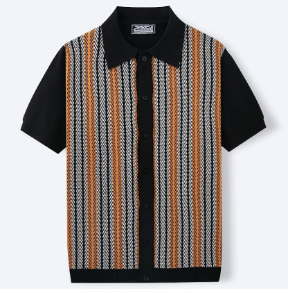 Vintage Striped Cuban Shirt for Men – Summer Knit Edition