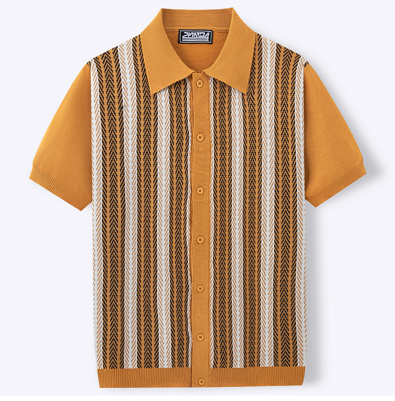 Vintage Striped Cuban Shirt for Men – Summer Knit Edition