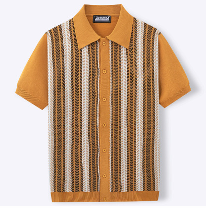 Vintage Striped Cuban Shirt for Men – Summer Knit Edition
