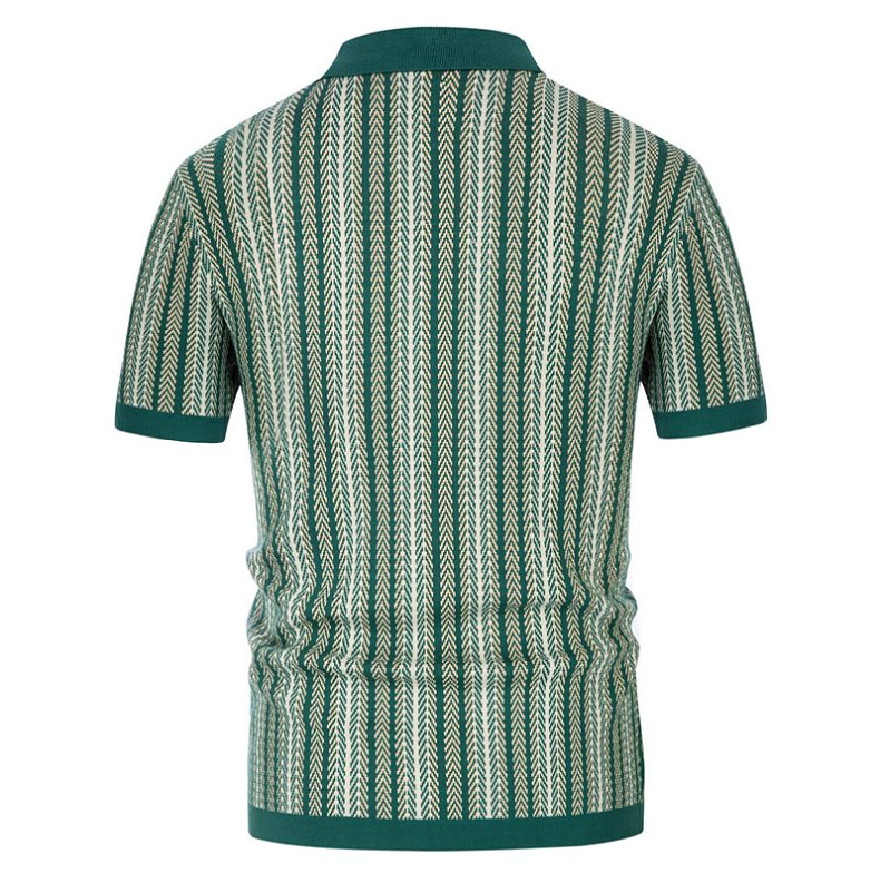  Men's striped jacquard business polo shirt