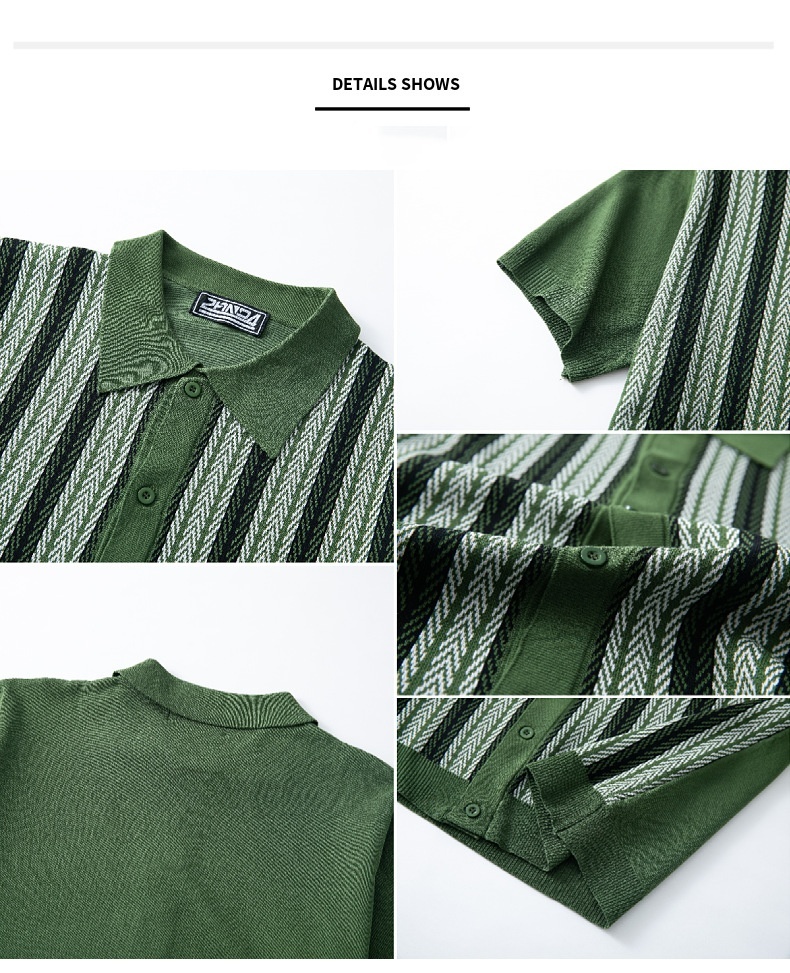 Vintage Striped Cuban Shirt for Men – Summer Knit Edition
